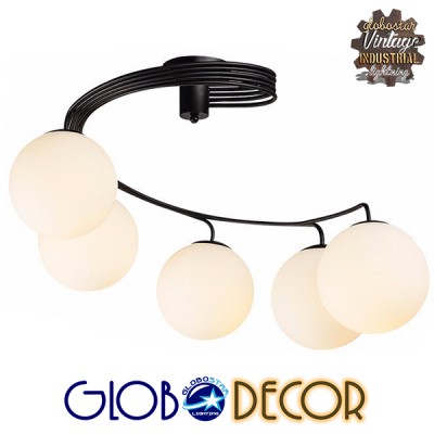 GloboStar® SELINA 01090 Μοντέρνο Φωτιστικό Οροφής Πολύφωτο Μαύρο Μεταλλικό με Λευκό Γυαλί Φ63 x Y47cm Διακόσμηση - Φως - Χαλιά GloboStar® SELINA 01090 Μοντέρνο Φωτιστικό Οροφής Πολύφωτο Μαύρο Μεταλλικό με Λευκό Γυαλί Φ63 x Y47cm Διακόσμηση - Φως - Χαλιά