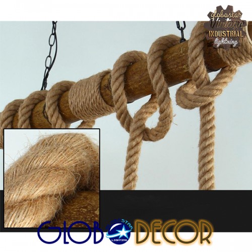 GLOBOSTAR® LILO 01149 Vintage Κρεμαστό Φωτιστικό Οροφής με Ντουί 3 x E27 AC 220-240V IP20 - Καφέ & Μπεζ - Μ80 x Π15 x Υ100cm GLOBOSTAR® LILO 01149 Vintage Κρεμαστό Φωτιστικό Οροφής με Ντουί 3 x E27 AC 220-240V IP20 - Καφέ & Μπεζ - Μ80 x Π15 x Υ100cm