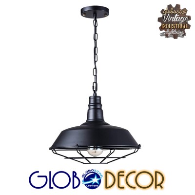 GLOBOSTAR® RAY 01048 Vintage Κρεμαστό Φωτιστικό Οροφής με Ντουί 1 x E27 AC 220-240V IP20 - Μαύρο - Μ46 x Π46 x Υ39cm GLOBOSTAR® RAY 01048 Vintage Κρεμαστό Φωτιστικό Οροφής με Ντουί 1 x E27 AC 220-240V IP20 - Μαύρο - Μ46 x Π46 x Υ39cm