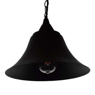 GloboStar® CLOCHER 01041 Vintage Industrial Κρεμαστό Φωτιστικό Οροφής Μονόφωτο 1 x E27 Μαύρο Μεταλλικό Καμπάνα Φ29 x Y34cm Διακόσμηση - Φως - Χαλιά