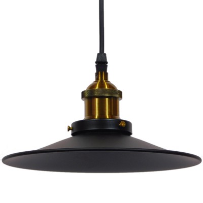 GloboStar® CARAVEL 01167 Vintage Industrial Κρεμαστό Φωτιστικό Οροφής Μονόφωτο Μαύρο Μεταλλικό Καμπάνα Φ22 x Y13cm Διακόσμηση - Φως - Χαλιά