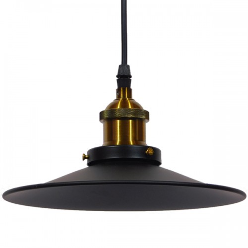 GloboStar® CARAVEL 01167 Vintage Industrial Κρεμαστό Φωτιστικό Οροφής Μονόφωτο Μαύρο Μεταλλικό Καμπάνα Φ22 x Y13cm Διακόσμηση - Φως - Χαλιά