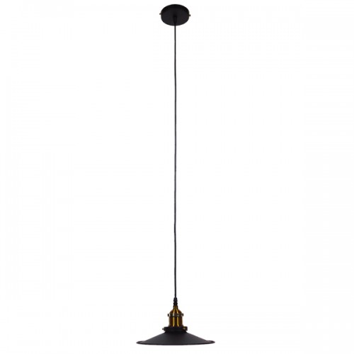 GloboStar® CARAVEL 01167 Vintage Industrial Κρεμαστό Φωτιστικό Οροφής Μονόφωτο Μαύρο Μεταλλικό Καμπάνα Φ22 x Y13cm Διακόσμηση - Φως - Χαλιά