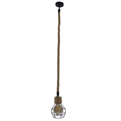GLOBOSTAR® HELLET 01182 Vintage Κρεμαστό Φωτιστικό Οροφής με Ντουί 1 x E27 AC 220-240V IP20 - Μαύρο & Μπεζ - Μ16 x Π16 x Υ25cm