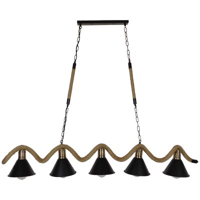 GLOBOSTAR® TYMEN 01190 Vintage Κρεμαστό Φωτιστικό Οροφής με Ντουί 5 x E27 AC 220-240V IP20 - Μαύρο & Μπεζ - Μ150 x Π22 x Υ23cm GLOBOSTAR® TYMEN 01190 Vintage Κρεμαστό Φωτιστικό Οροφής με Ντουί 5 x E27 AC 220-240V IP20 - Μαύρο & Μπεζ - Μ150 x Π22 x Υ23cm