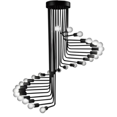 GLOBOSTAR® STAIRS 01024 Μοντέρνο Φωτιστικό Οροφής με Ντουί 26 x E27 AC 220-240V IP20 - Μαύρο - Μ80 x Π80 x Υ95cm