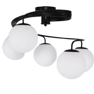 GLOBOSTAR® SELINA 01090 Μοντέρνο Φωτιστικό Οροφής με Ντουί 5 x E27 AC 220-240V IP20 - Μαύρο & Λευκό - Μ63 x Π63 x Υ47cm