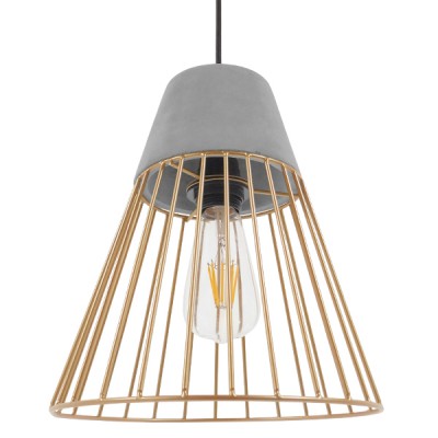 GLOBOSTAR® DURANT 01323 Μοντέρνο Κρεμαστό Φωτιστικό Οροφής με Ντουί 1 x E27 AC 220-240V IP20 - Γκρι & Χρυσό - Μ25 x Π25 x Υ31cm GLOBOSTAR® DURANT 01323 Μοντέρνο Κρεμαστό Φωτιστικό Οροφής με Ντουί 1 x E27 AC 220-240V IP20 - Γκρι & Χρυσό - Μ25 x Π25 x Υ31cm