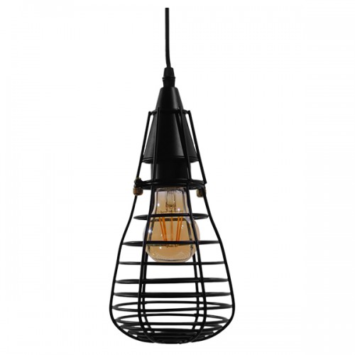 GLOBOSTAR® ALDO 01058 Vintage Κρεμαστό Φωτιστικό Οροφής με Ντουί 1 x E27 AC 220-240V IP20 - Μαύρο - Μ13 x Π13 x Υ27cm GLOBOSTAR® ALDO 01058 Vintage Κρεμαστό Φωτιστικό Οροφής με Ντουί 1 x E27 AC 220-240V IP20 - Μαύρο - Μ13 x Π13 x Υ27cm