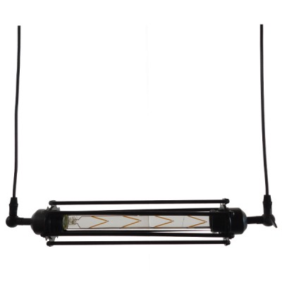 GLOBOSTAR® TUBING 01085 Vintage Κρεμαστό Φωτιστικό Οροφής με Ντουί 1 x E27 AC 220-240V IP20 - Μαύρο - Μ43 x Π11 x Υ11cm