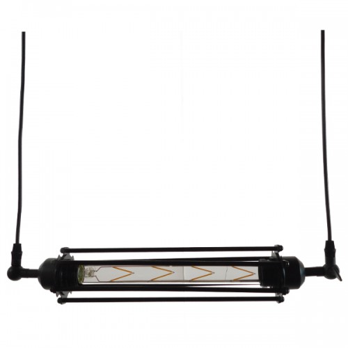 GloboStar® TUBE 01085 Vintage Industrial Κρεμαστό Φωτιστικό Οροφής Μαύρο Μεταλλικό Μ43 x Π11 x Υ11cm Διακόσμηση - Φωτισμός - Χαλιά