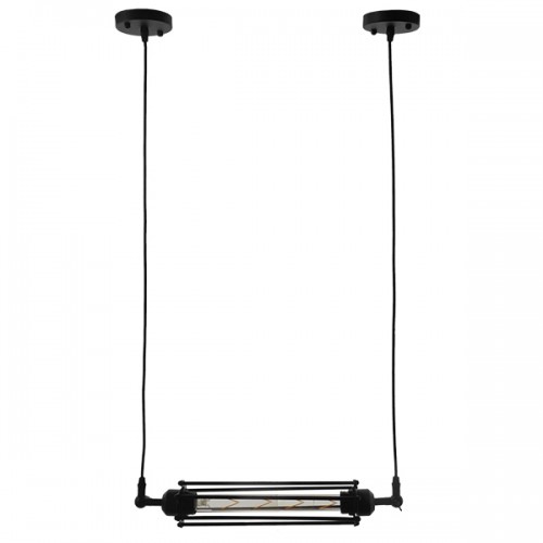 GloboStar® TUBE 01085 Vintage Industrial Κρεμαστό Φωτιστικό Οροφής Μαύρο Μεταλλικό Μ43 x Π11 x Υ11cm Διακόσμηση - Φωτισμός - Χαλιά