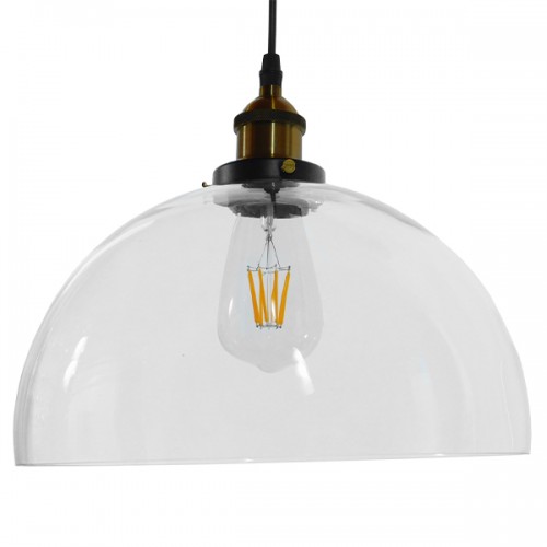 GloboStar® MONERA 01171 Vintage Κρεμαστό Φωτιστικό Οροφής Μονόφωτο 1 x E27 Γυάλινο Καμπάνα Φ30 x Y25cm Διακόσμηση - Φως - Χαλιά