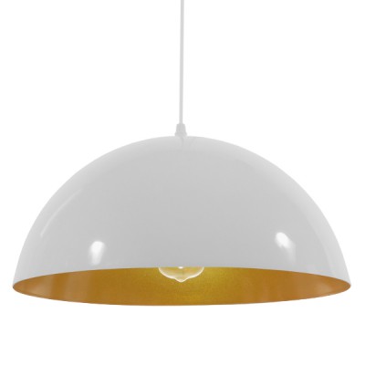 GLOBOSTAR® LUNE 01339 Μοντέρνο Κρεμαστό Φωτιστικό Οροφής με Ντουί 1 x E27 AC 220-240V IP20 - Λευκό & Χρυσό - Μ40 x Π40 x Υ20cm