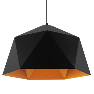 GLOBOSTAR® HEXAGON 01195 Μοντέρνο Κρεμαστό Φωτιστικό Οροφής με Ντουί 1 x E27 AC 220-240V IP20 - Μαύρο & Χρυσό - Μ46 x Π46 x Υ25cm