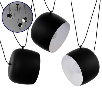 GLOBOSTAR® JASPER 01375 Μοντέρνο Κρεμαστό Φωτιστικό Οροφής με Ντουί 3 x E27 AC 220-240V IP20 - Μαύρο & Λευκό - Μ85 x Π40 x Υ50cm - Σετ 3 Τεμαχίων