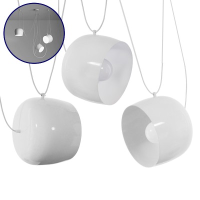GLOBOSTAR® JASPER 01376 Μοντέρνό Κρεμαστό Φωτιστικό Οροφής με Ντουί 3 x E27 AC 220-240V IP20 - Λευκό - Μ85 x Π40 x Υ50cm - Σετ 3 Τεμαχίων