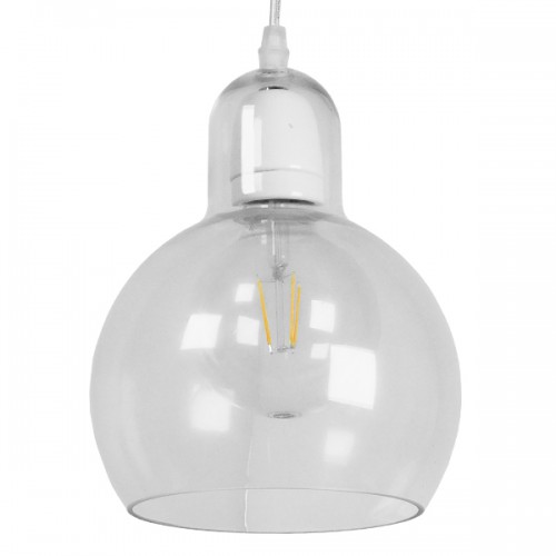 GloboStar® LUCREZIA 01314 Μοντέρνο Κρεμαστό Φωτιστικό Οροφής Μονόφωτο 1 x E27 Γυάλινο Διάφανο Φ18 x Υ23cm Διακόσμηση - Φωτισμός - Χαλιά