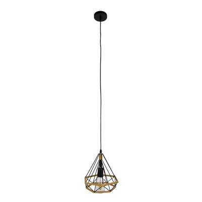 GLOBOSTAR® FLUTED 01421 Vintage Κρεμαστό Φωτιστικό Οροφής με Ντουί 1 x E27 AC 220-240V IP20 - Μαύρο & Μπεζ - Μ25 x Π25 x Y24cm