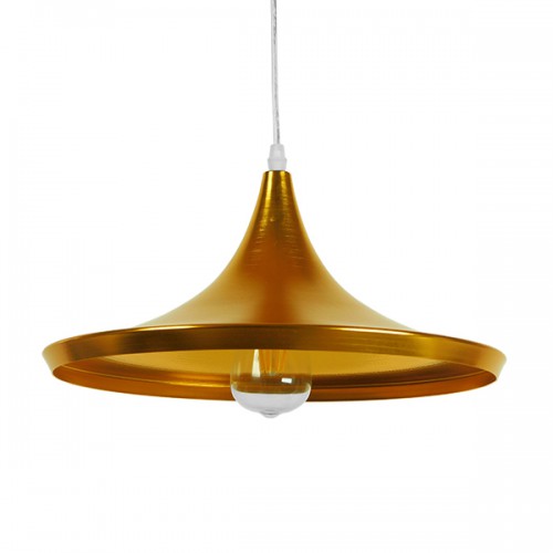 GloboStar® SHANGHAI GOLD 01545 Μοντέρνο Κρεμαστό Φωτιστικό Οροφής Μονόφωτο 1 x E27 Χρυσό Μεταλλικό Καμπάνα Φ37 x Y20cm Διακόσμηση - Φωτισμός - Χαλιά
