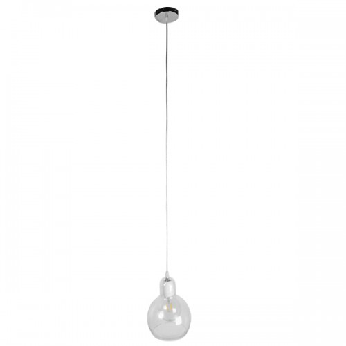 GloboStar® LUCREZIA 01314 Μοντέρνο Κρεμαστό Φωτιστικό Οροφής Μονόφωτο 1 x E27 Γυάλινο Διάφανο Φ18 x Υ23cm Διακόσμηση - Φωτισμός - Χαλιά