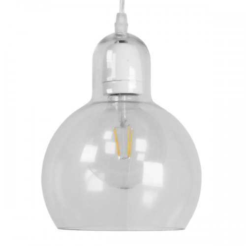 GloboStar® LUCREZIA 01314 Μοντέρνο Κρεμαστό Φωτιστικό Οροφής Μονόφωτο 1 x E27 Γυάλινο Διάφανο Φ18 x Υ23cm Διακόσμηση - Φωτισμός - Χαλιά
