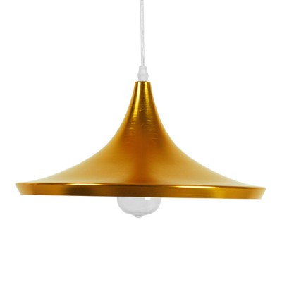 GloboStar® SHANGHAI GOLD 01545 Μοντέρνο Κρεμαστό Φωτιστικό Οροφής Μονόφωτο 1 x E27 Χρυσό Μεταλλικό Καμπάνα Φ37 x Y20cm Διακόσμηση - Φωτισμός - Χαλιά