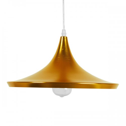 GloboStar® SHANGHAI GOLD 01545 Μοντέρνο Κρεμαστό Φωτιστικό Οροφής Μονόφωτο 1 x E27 Χρυσό Μεταλλικό Καμπάνα Φ37 x Y20cm Διακόσμηση - Φωτισμός - Χαλιά