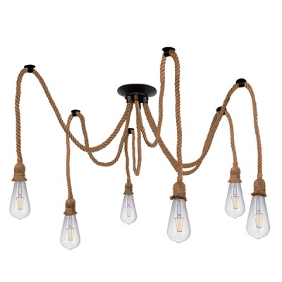 GLOBOSTAR® ATROX 01547 Vintage Κρεμαστό Φωτιστικό Οροφής με Ντουί 6 x E27 AC 220-240V IP20 - Μπεζ - Μ200 x Π200 x Υ100cm GLOBOSTAR® ATROX 01547 Vintage Κρεμαστό Φωτιστικό Οροφής με Ντουί 6 x E27 AC 220-240V IP20 - Μπεζ - Μ200 x Π200 x Υ100cm