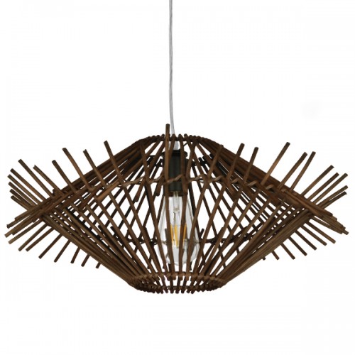 GloboStar® MADDY 01602 Vintage Κρεμαστό Φωτιστικό Οροφής Μονόφωτο 1 x E27 Καφέ Σκούρο Ξύλινο Ψάθινο Bamboo Φ50 x Υ23cm Διακόσμηση - Φωτισμός - Χαλιά GloboStar® MADDY 01602 Vintage Κρεμαστό Φωτιστικό Οροφής Μονόφωτο 1 x E27 Καφέ Σκούρο Ξύλινο Ψάθινο Bamboo Φ50 x Υ23cm Διακόσμηση - Φωτισμός - Χαλιά