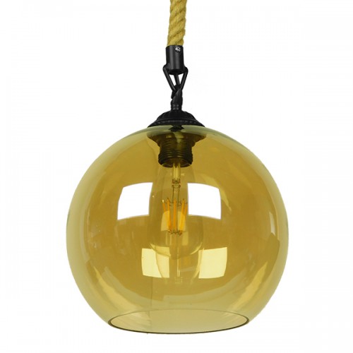 GloboStar® LENHAM 01668 Μοντέρνο Κρεμαστό Φωτιστικό Οροφής Μονόφωτο 1 x E27 με 1 Μέτρο Μπεζ Σχοινί Γυάλινο Μελί Διάφανο Φ25 x Υ25cm Διακόσμηση - Φωτισμός - Χαλιά GloboStar® LENHAM 01668 Μοντέρνο Κρεμαστό Φωτιστικό Οροφής Μονόφωτο 1 x E27 με 1 Μέτρο Μπεζ Σχοινί Γυάλινο Μελί Διάφανο Φ25 x Υ25cm Διακόσμηση - Φωτισμός - Χαλιά