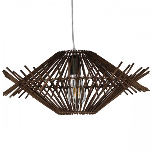 GloboStar® MADDY 01602 Vintage Κρεμαστό Φωτιστικό Οροφής Μονόφωτο 1 x E27 Καφέ Σκούρο Ξύλινο Ψάθινο Bamboo Φ50 x Υ23cm Διακόσμηση - Φωτισμός - Χαλιά GloboStar® MADDY 01602 Vintage Κρεμαστό Φωτιστικό Οροφής Μονόφωτο 1 x E27 Καφέ Σκούρο Ξύλινο Ψάθινο Bamboo Φ50 x Υ23cm Διακόσμηση - Φωτισμός - Χαλιά