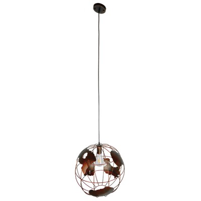 GLOBOSTAR® EARTH 01665 Vintage Κρεμαστό Φωτιστικό Οροφής με Ντουί 1 x E27 AC 220-240V IP20 - Χάλκινο - Μ40 x Π40 x Y40cm