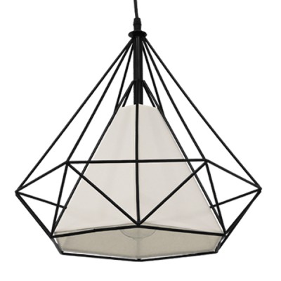 GLOBOSTAR® KAIRI 01618 Μοντέρνο Κρεμαστό Φωτιστικό Οροφής με Ντουί 1 x E27 AC 220-240V IP20 - Μαύρο & Λευκό - Μ38 x Π38 x Υ39cm