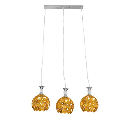 GloboStar® MARGARO 01671 Μοντέρνο Κρεμαστό Φωτιστικό Οροφής Τρίφωτο 3 x E27 Χρυσό Μεταλλικό με Κρύσταλλα Μ64 x Π18 x Υ24cm Διακόσμηση - Φωτισμός - Χαλιά