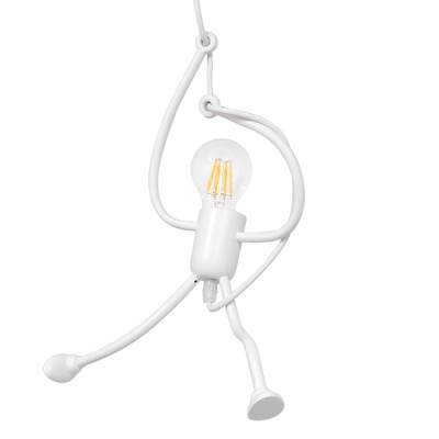 GLOBOSTAR® LITTLE MAN 01651 Μοντέρνο Κρεμαστό Φωτιστικό Οροφής με Ντουί 1 x E27 AC 220-240V IP20 - Λευκό - Μ20 x Π20 x Υ40cm