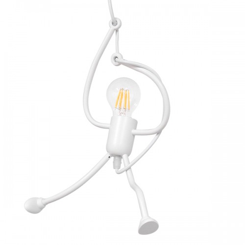 GloboStar® LITTLE MAN 01651 Μοντέρνο Κρεμαστό Φωτιστικό Οροφής Μονόφωτο 1 x E27 Λευκό Μεταλλικό Φ20 x Υ40cm Διακόσμηση - Φωτισμός - Χαλιά