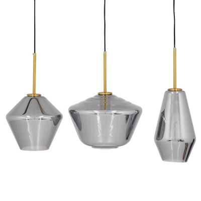 GLOBOSTAR® AMARIS 00975 Μοντέρνο Κρεμαστό Φωτιστικό Οροφής με Ντουί 3 x E27 AC 220-240V IP20 - Χρυσό & Ασημί - Μ75 x Π30 x Υ30cm GLOBOSTAR® AMARIS 00975 Μοντέρνο Κρεμαστό Φωτιστικό Οροφής με Ντουί 3 x E27 AC 220-240V IP20 - Χρυσό & Ασημί - Μ75 x Π30 x Υ30cm