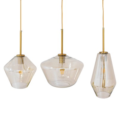 GLOBOSTAR® AMARIS 00977 Μοντέρνο Κρεμαστό Φωτιστικό Οροφής με Ντουί 3 x E27 AC 220-240V IP20 - Χρυσό & Μελί - Μ75 x Π30 x Υ30cm GLOBOSTAR® AMARIS 00977 Μοντέρνο Κρεμαστό Φωτιστικό Οροφής με Ντουί 3 x E27 AC 220-240V IP20 - Χρυσό & Μελί - Μ75 x Π30 x Υ30cm