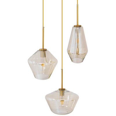 GLOBOSTAR® AMARIS 00978 Μοντέρνο Κρεμαστό Φωτιστικό Οροφής με Ντουί 3 x E27 AC 220-240V IP20 - Χρυσό & Μελί - Μ50 x Π50 x Υ30cm GLOBOSTAR® AMARIS 00978 Μοντέρνο Κρεμαστό Φωτιστικό Οροφής με Ντουί 3 x E27 AC 220-240V IP20 - Χρυσό & Μελί - Μ50 x Π50 x Υ30cm