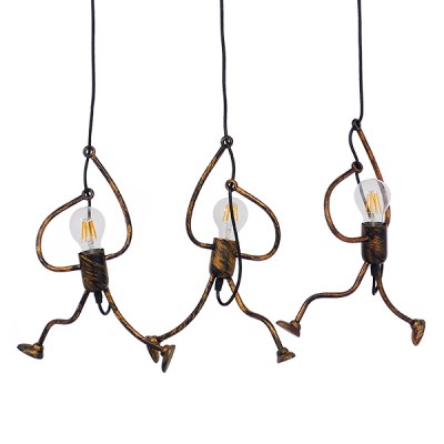 GLOBOSTAR® LITTLE MAN 00979 Μοντέρνο Κρεμαστό Φωτιστικό Οροφής με Ντουί 3 x E27 AC 220-240V IP20 - Χάλκινο - Μ70 x Π10 x Υ105cm