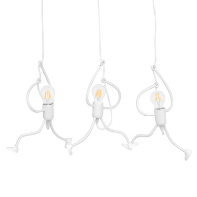 GLOBOSTAR® LITTLE MAN 00981 Μοντέρνο Κρεμαστό Φωτιστικό Οροφής με Ντουί 3 x E27 AC 220-240V IP20 - Λευκό - Μ70 x Π10 x Υ105cm GLOBOSTAR® LITTLE MAN 00981 Μοντέρνο Κρεμαστό Φωτιστικό Οροφής με Ντουί 3 x E27 AC 220-240V IP20 - Λευκό - Μ70 x Π10 x Υ105cm