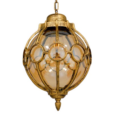 GLOBOSTAR® ETOILE 00987 Vintage Κρεμαστό Φωτιστικό Οροφής με Ντουί 1 x E27 AC 220-240V IP20 - Μπρούτζινο Εφέ Σκουριάς & Μελί - Μ28 x Π28 x Y38cm