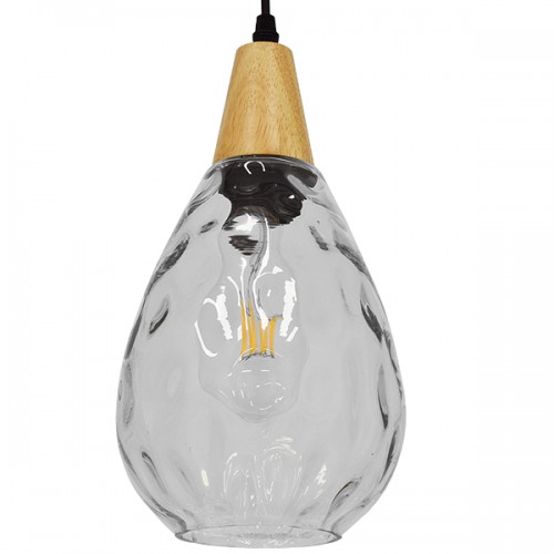 GloboStar® NOAH 01491 Μοντέρνο Κρεμαστό Φωτιστικό Οροφής Μονόφωτο 1 x E27 Γυάλινο με Ξύλο Διάφανο Φ16 x Υ30cm Διακόσμηση - Φωτισμός - Χαλιά GloboStar® NOAH 01491 Μοντέρνο Κρεμαστό Φωτιστικό Οροφής Μονόφωτο 1 x E27 Γυάλινο με Ξύλο Διάφανο Φ16 x Υ30cm Διακόσμηση - Φωτισμός - Χαλιά