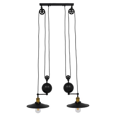 GLOBOSTAR® CARILO 01550 Vintage Κρεμαστό Φωτιστικό Οροφής με Ντουί 2 x E27 AC 220-240V IP20 - Μαύρο & Χρυσό - Μ72 x Π26 x Υ120cm GLOBOSTAR® CARILO 01550 Vintage Κρεμαστό Φωτιστικό Οροφής με Ντουί 2 x E27 AC 220-240V IP20 - Μαύρο & Χρυσό - Μ72 x Π26 x Υ120cm