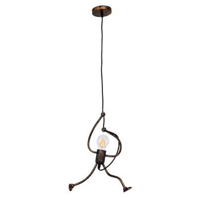 GLOBOSTAR® LITTLE MAN 01653 Μοντέρνο Κρεμαστό Φωτιστικό Οροφής με Ντουί 1 x E27 AC 220-240V IP20 - Χάλκινο - Μ20 x Π20 x Υ40cm