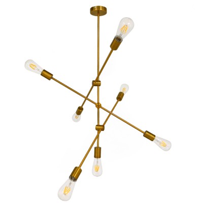 GLOBOSTAR® ESTHER 00993 Μοντέρνο Φωτιστικό Οροφής με Ντουί 7 x E27 AC 220-240V IP20 - Χρυσό - Μ75 x Π75 x Υ88cm