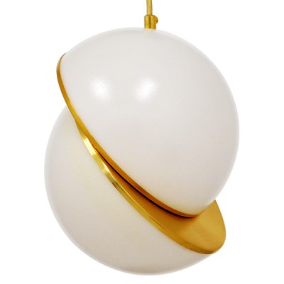 GLOBOSTAR® HUDSON 01554 Μοντέρνο Κρεμαστό Φωτιστικό Οροφής με Ντουί 1 x E27 AC 220-240V IP20 - Λευκό & Χρυσό - Μ20 x Π20 x Υ25cm