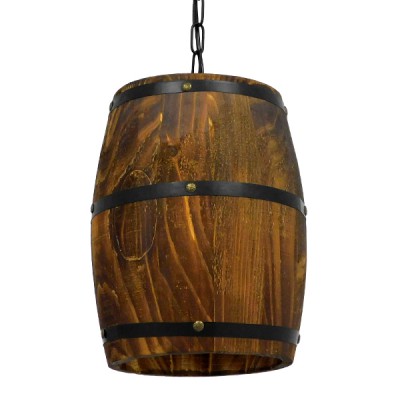 GLOBOSTAR® BARREL 00890 Vintage Κρεμαστό Φωτιστικό Οροφής με Ντουί 1 x E27 AC 220-240V IP20 - Kαφέ - Μ24 x Π24 x Υ29cm