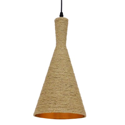 GLOBOSTAR® SHANGHAI 00918 Boho Κρεμαστό Φωτιστικό Οροφής με Ντουί 1 x E27 AC 220-240V IP20 - Μπεζ & Χρυσό - Μ19 x Π19 x Υ38cm